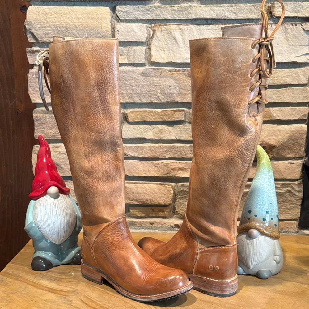 BED|STU Tan Leather Lace-Up Boots